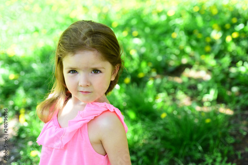 face and skincare. allergy to flowers. Springtime. weather forecast. Small child. Natural beauty. Childrens day. Little girl in sunny spring. Summer girl fashion. Happy childhood. New green life