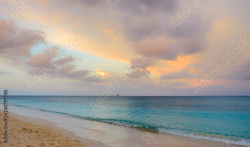 Seven Mile Beach in the Caribbean at sunset, Grand Cayman, Cayman Islands