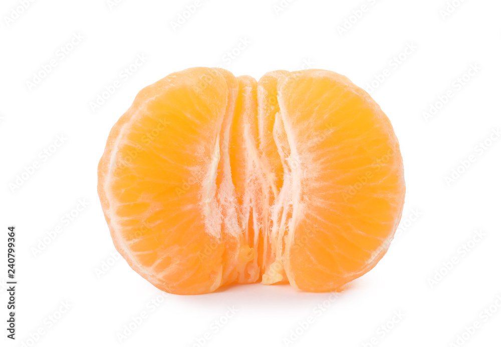 Half of fresh ripe tangerine on white background Half of fresh ripe tangerine on white background