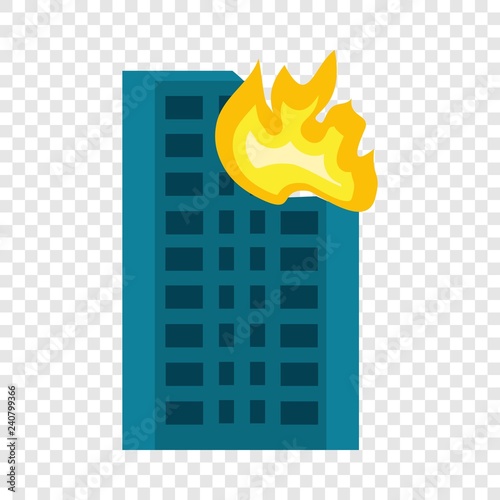 City building in fire icon. Flat illustration of city building in fire vector icon for web design