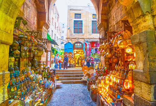 The popular lighting store in Khan El-Khalili market in Cairo, Egypt photo