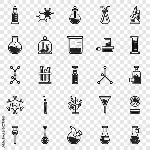 Chemistry icon set. Simple set of chemistry vector icons for web design