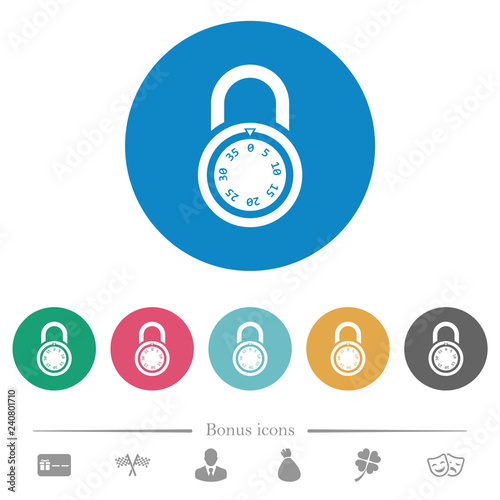 Locked round combination lock flat round icons