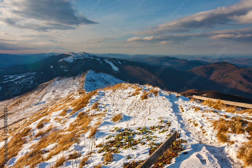 Naklejka premium Sunset over Bieszczady Mountains, south east Poland