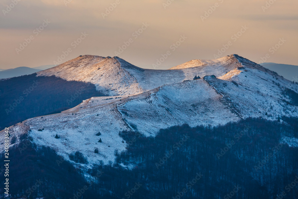 Fototapeta premium Sunset over Bieszczady Mountains, south east Poland