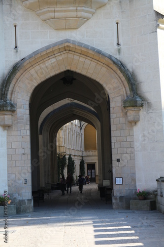 Entrance and corridor to courtyard of Hluboká nad Vltavou castle, Czech republic © dalajlama