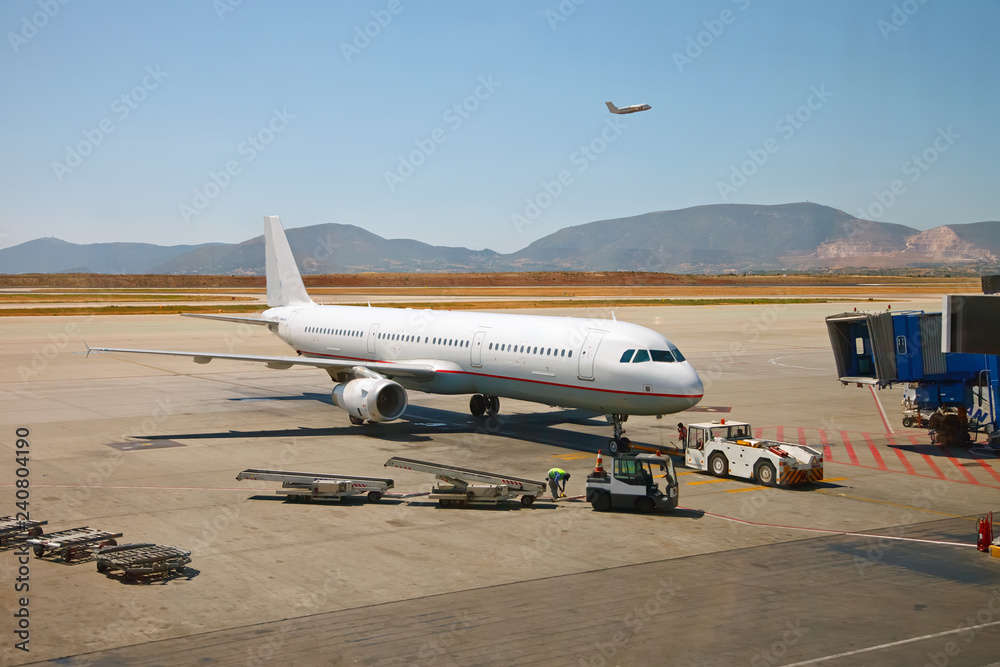 Airplane preparing to the flight at airport