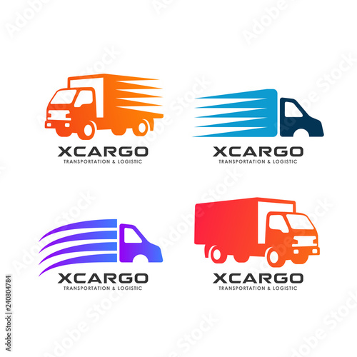 cargo delivery services logo design. delivery truck vector icon design