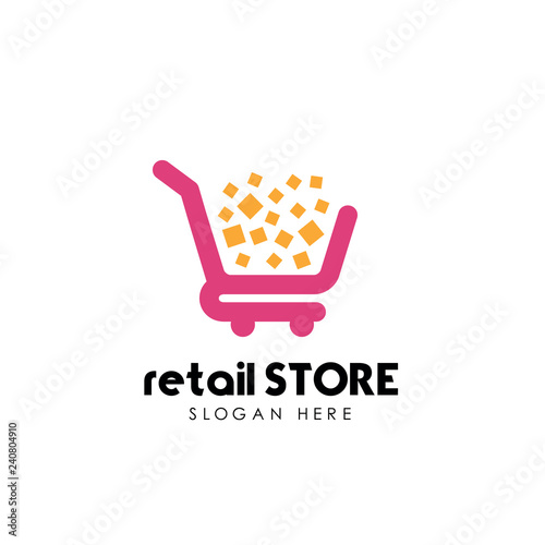 retail store logo design template. shopping cart logo icon design