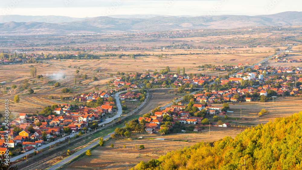 View of the Valley of Nis Outside of the City Overlooking Small Village and the Road