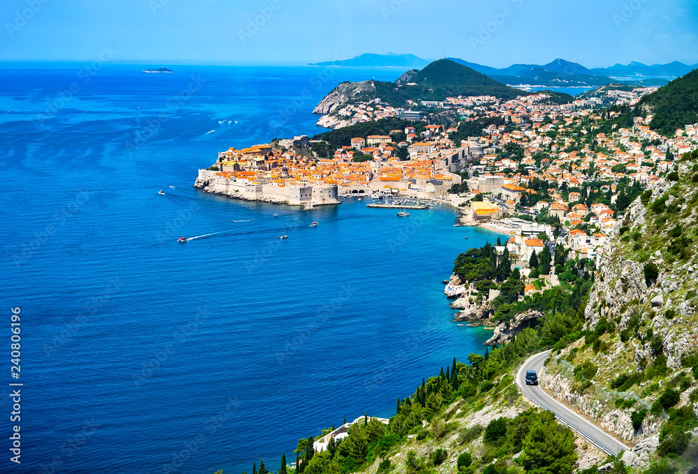 Famous view on Old Town Dubrovnik in Dalmatia, Croatia