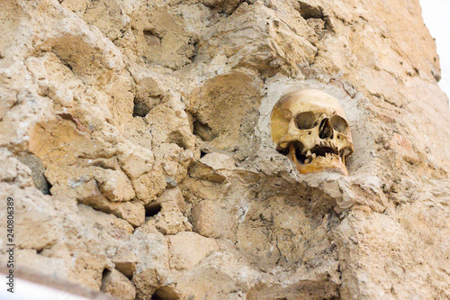 Skull in Skull Tower in Nis, Serbia (08.10.2017)