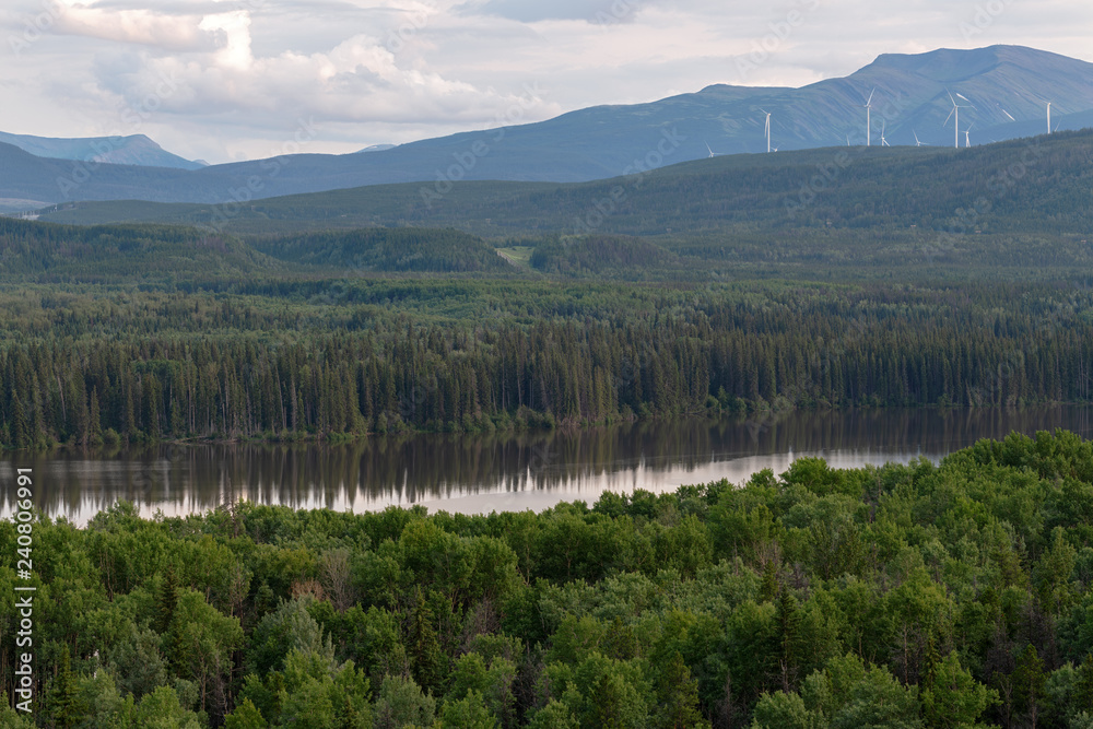 Gwillim Lake below a wind farm in British Columbia, Canada