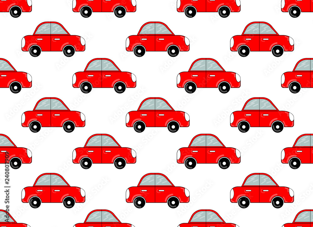 Vector seamless pattern with car. Surface for wrapping paper, shirts, cloths, Digital paper