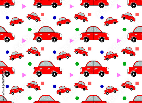 Vector seamless pattern with car. Surface for wrapping paper, shirts, cloths, Digital paper