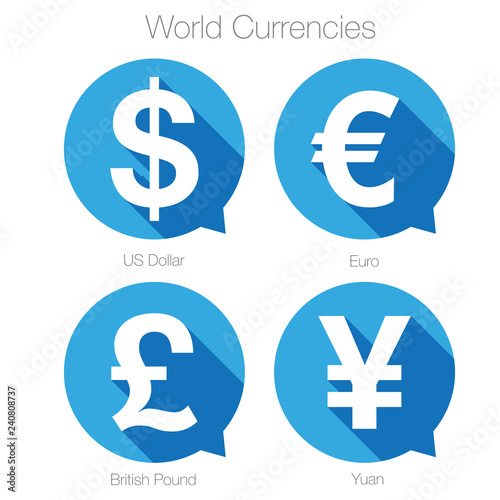 World currencies sign symbol set