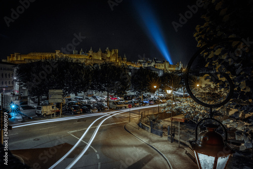 Night cityscapes of the French city of Carcassonne