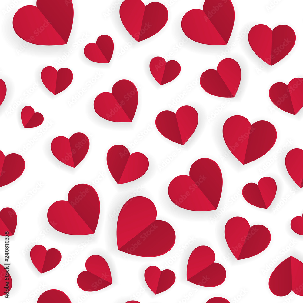 hearts seamless pattern for valentines day, 14th February, romantic love day Celebration paper cut design vector illustration