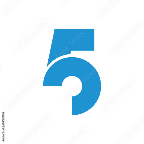 number five simple geometric logo vector