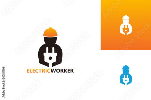 Electric Worker Logo Template Design Vector, Emblem, Design Concept, Creative Symbol, Icon