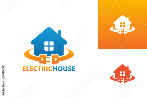 Electric House Logo Template Design Vector, Emblem, Design Concept, Creative Symbol, Icon