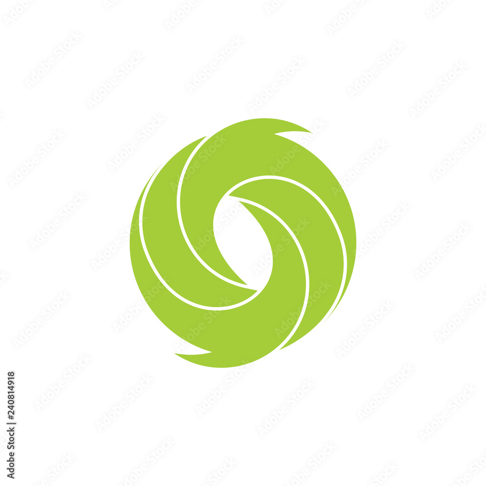 green curves circles 3d rotation shape logo vector green curves circles 3d rotation shape logo vector
