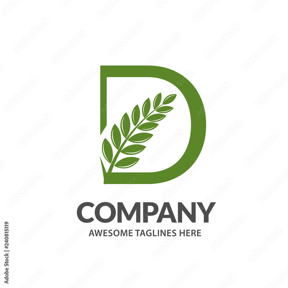 creative initial letter d with leaf logo vector concept element, letter D logo with Organic leaf 