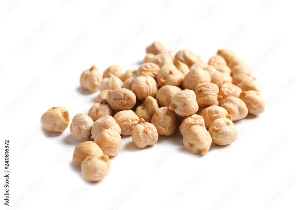 Pile of chickpea on white background. Natural food high in protein Pile of chickpea on white background. Natural food high in protein