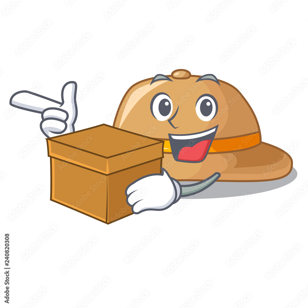 With box cork het in a shape cartoon