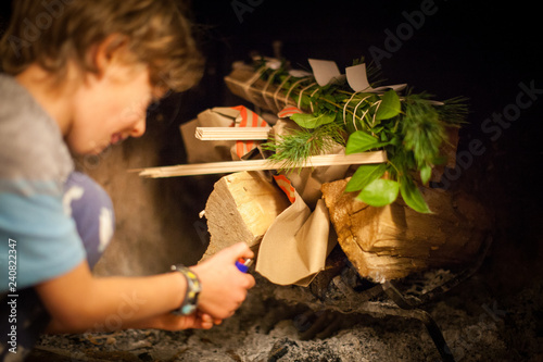 Canvas-taulu Yule log fire