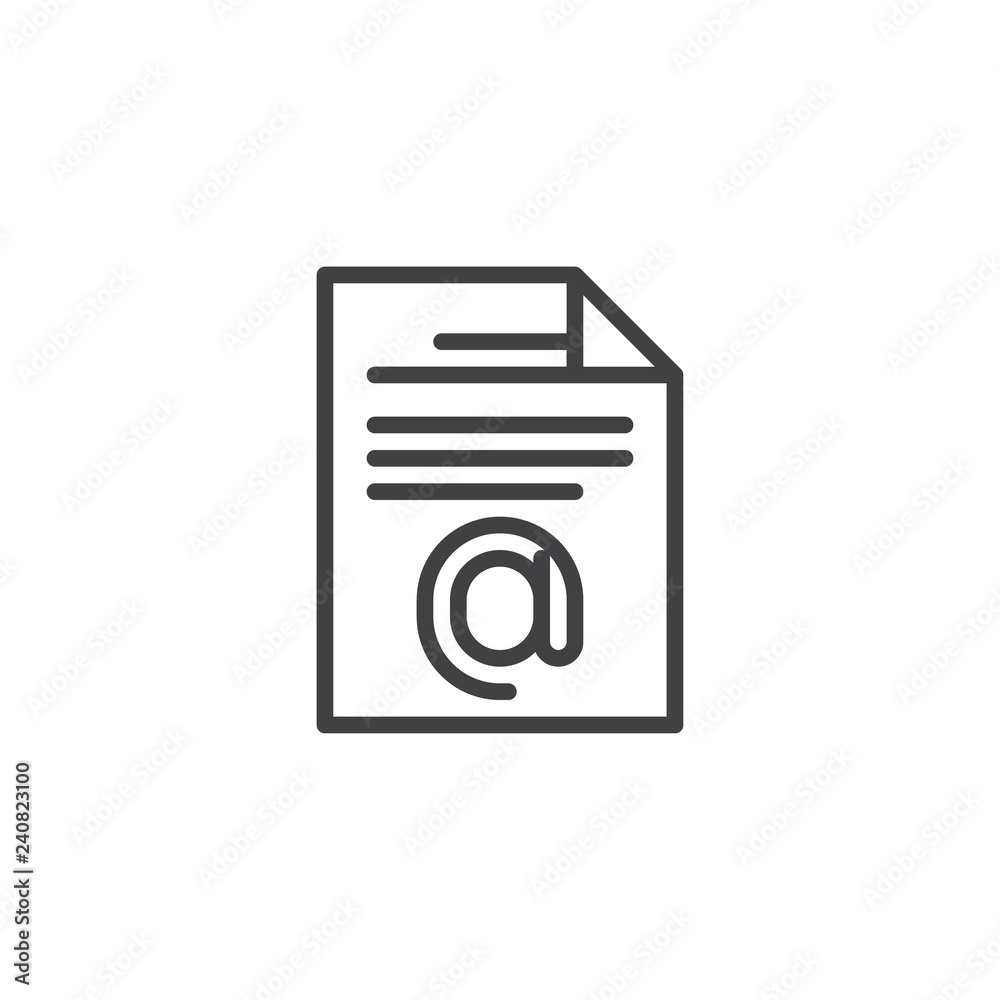E-mail document file outline icon. linear style sign for mobile concept and web design. email paper document message simple line vector icon. Symbol, logo illustration. Pixel perfect vector graphics E-mail document file outline icon. linear style sign for mobile concept and web design. email paper document message simple line vector icon. Symbol, logo illustration. Pixel perfect vector graphics