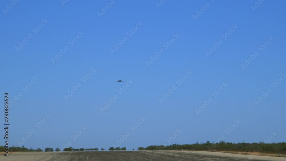 A tracking long shot of an aeroplane as it flys high in the sky and out of view A tracking long shot of an aeroplane as it flys high in the sky and out of view