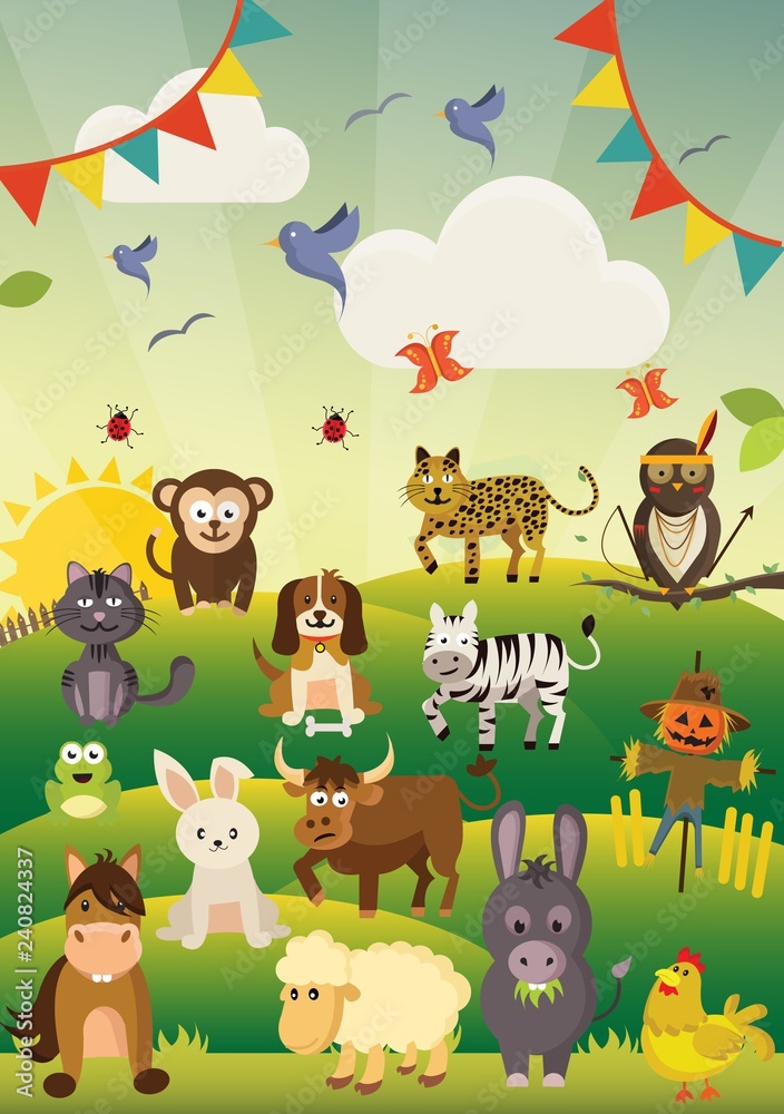 Naklejka premium Animals in the forest