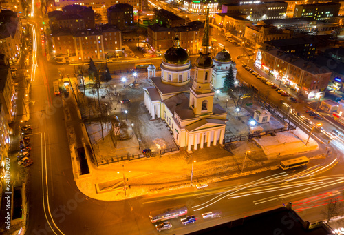 traffic at night around the church