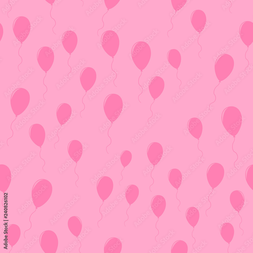 Pink ballons seamless pattern.
