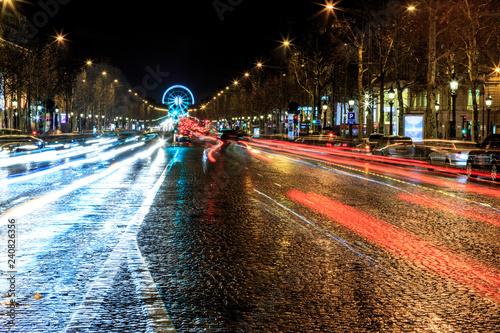 traffic in the city at night