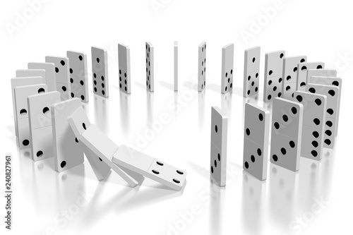 3D white dominoes standing in circle