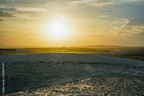 Great Sky Colors in the White Sand Dunes in Mui Ne, Vietnam