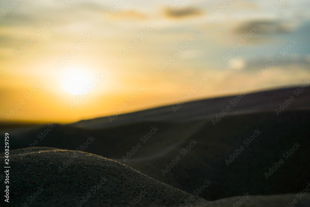 Golden Sunset in the White Sand Dunes of Mui Ne, Vietnam