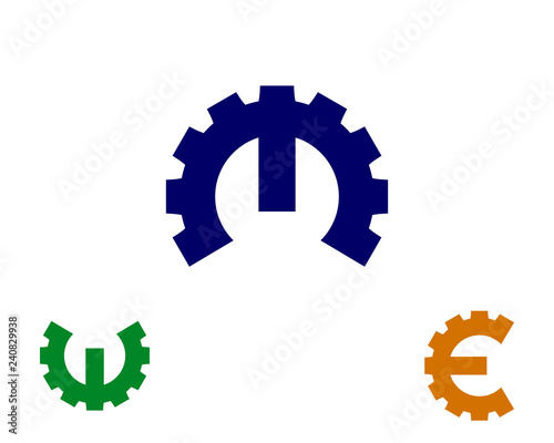 M W E simple gear logo template 2