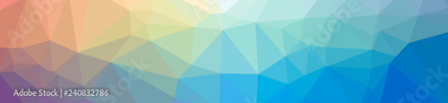 Illustration of abstract low poly blue banner background.