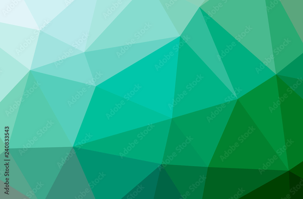 Fototapeta Illustration of abstract low poly green horizontal background.