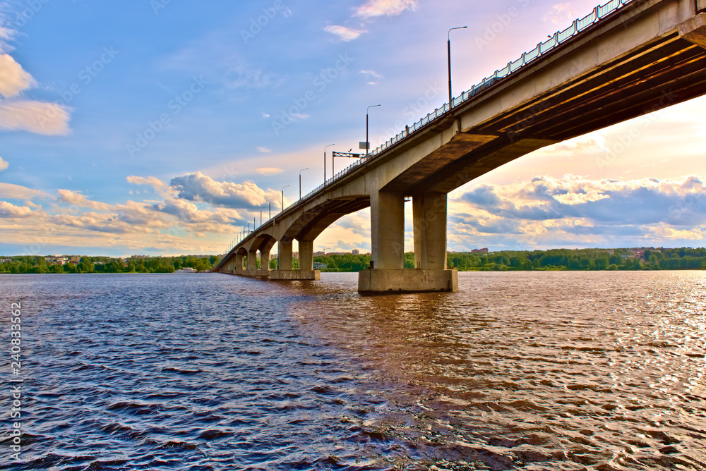 Bridge over the river Volga. Kostroma, Russia.