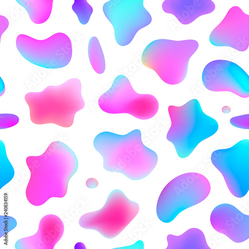 Vector seamless liquid fluid pattern, Abstract background liquid lava lamp pattern. 3d colorful shapes on white
