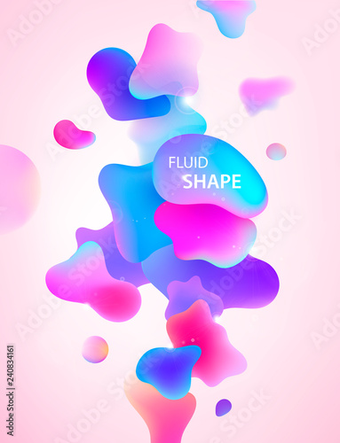 Abstract 3d blue, pink and purple gradient drop liquid shapes