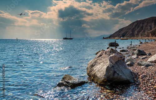 Marine Nature Reserve and Coral Reefs near a border of Israel and Egypt in Eilat - famous tourist resort and recreational city in Israel © sergei_fish13