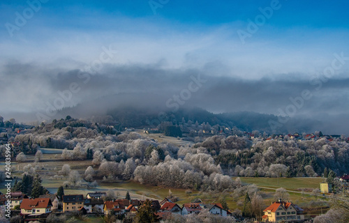 Foggy, frozen and cold landscape/cityscape in Black Forest / Schwarzwald, Germany © Arthur Palmer
