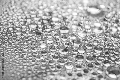 Water Drops On Grey Background