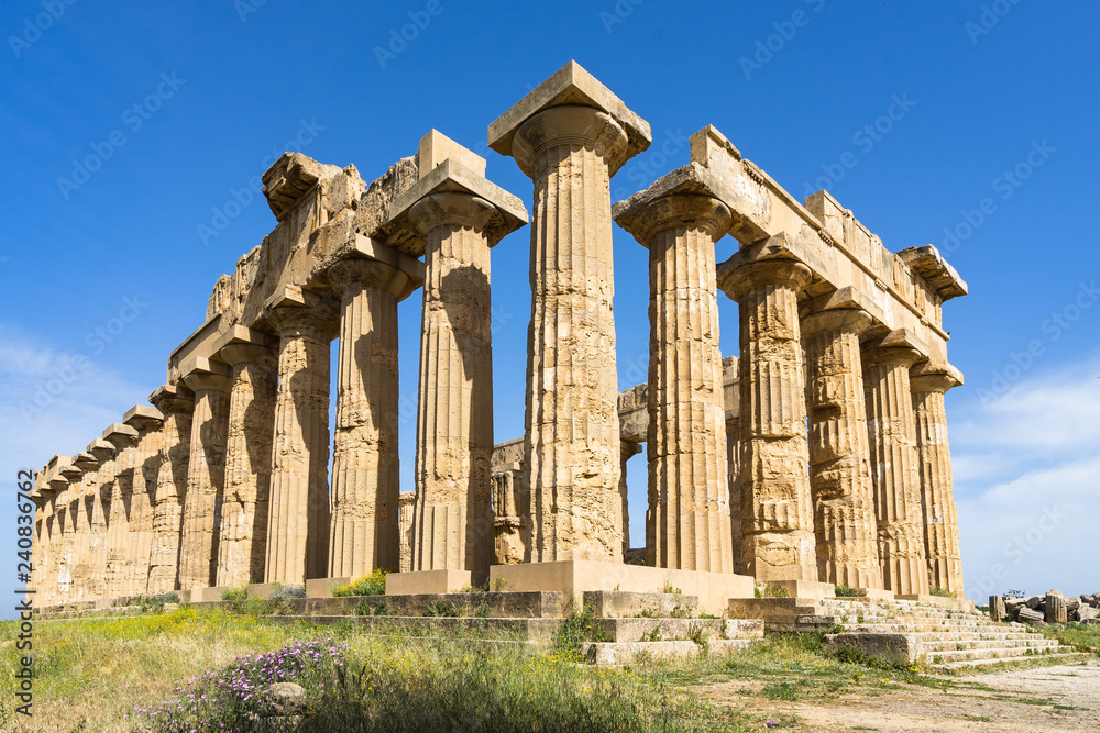 Temple of Hera (Temple E) is a beautiful example of Doric style architecture, part of Selinunte Archaeological park, Castelvetrano, Sicily, Italy