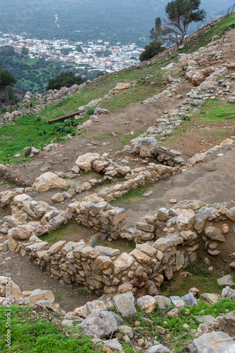 Ruins of antique Mionoan city of Azoria in Crete Greece photo